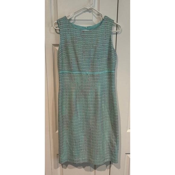 Studio I Teal Tweed Mid Ridge Blue Dress Women - Picture 1 of 8